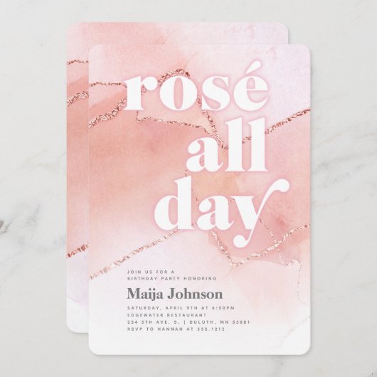 Rosé Ganztägige Einladung zum 21. Geburtstag (Vorne/Hinten)