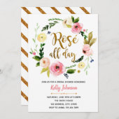 Rose Ganztagsdusche Einladung (Vorne/Hinten)