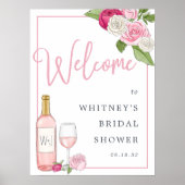 Rosé Garden | Begrüßungszeichen für Brautpartys Poster (Vorne)