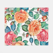 Rose Garden Bloom Design Fleecedecke (Vorderseite (Horizontal))