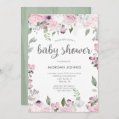 Rose Garden Bloral Baby Dusche Einladung (Vorne/Hinten)