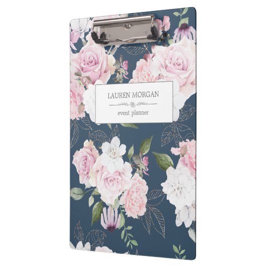 Rose Garden Blue | Personalisierte Zwischenablage Klemmbrett (Links)