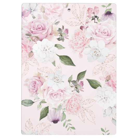 Rose Garden Blue | Personalisierte Zwischenablage Klemmbrett (Rückseite)