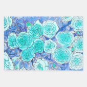 Rose Garden Blume Blumenstrauß Rotes Blau Geschenkpapier Set (Vorderseite 3)