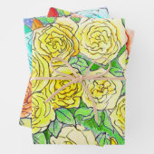 Rose Garden Blume Blumenstrauß Rotes Blau Geschenkpapier Set (Beispiel)