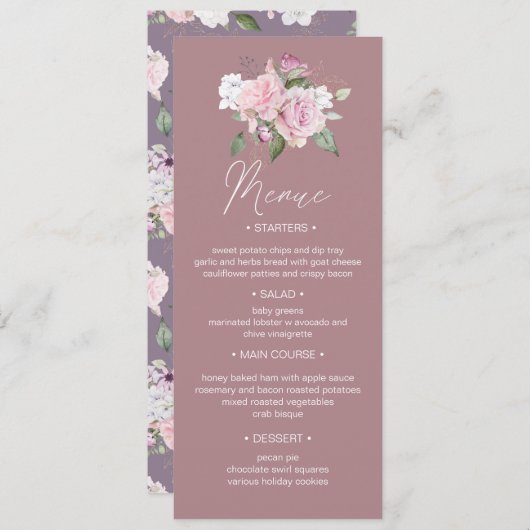 Rose Garden Blumengarten Hochzeitsessen Menue Einl Einladung (Vorne/Hinten)