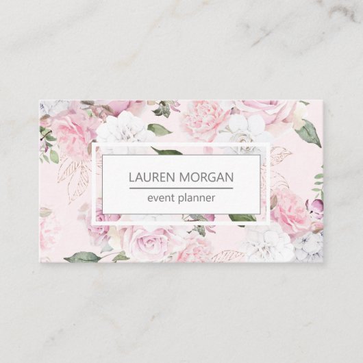 Rose Garden Blush Florals Business Card Visitenkarte (Vorderseite)