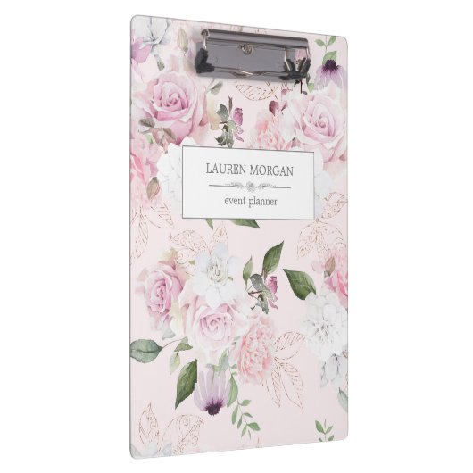 Rose Garden Blush | Personalisierte Zwischenablage Klemmbrett (Rechts)