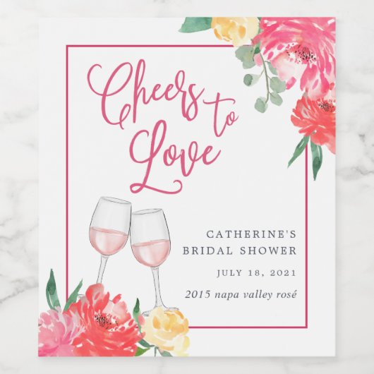 Rosé Garden Brautparty Weinetikett (Einzelnes Label)