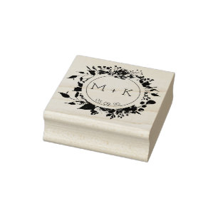Rose Garden Circular Wedgram Monogram Briefmarke Gummistempel