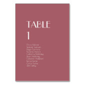 Rose Garden Dark Rose Hochzeit Tischnummern Gäste (Rückseite)