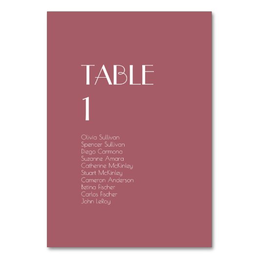 Rose Garden Dark Rose Hochzeit Tischnummern Gäste (Vorderseite)