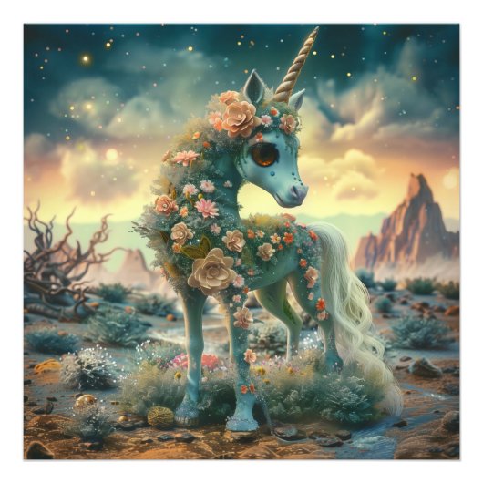 Rose Garden Desert Unicorn Fotodruck (Vorne)