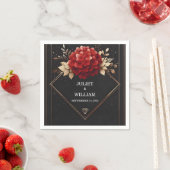 Rose Garden Diamond Red Black and Gold Wedding Serviette (Beispiel)