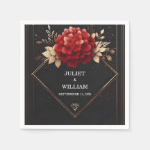 Rose Garden Diamond Red Black and Gold Wedding
