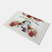 Rose Garden Door Willkommen auf unserer Zuhause Fußmatte (Schrägansicht)