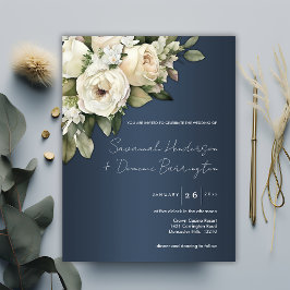 Rose Garden Dusty Blue Wedding Einladung Postkarte