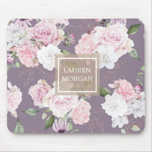 Rose Garden elegant blumenmonogramm Mousepad
