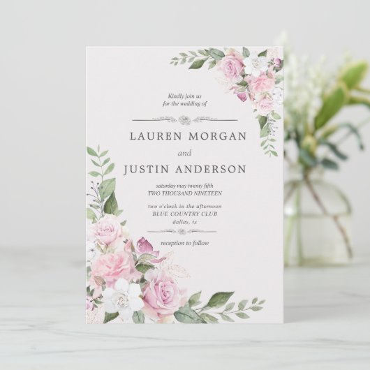 Rose Garden elegante blumengeschmückte Hochzeit Ei Einladung (Stehend Vorderseite)