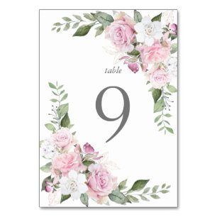 Rose Garden elegante Blumenkarte Tischnummer