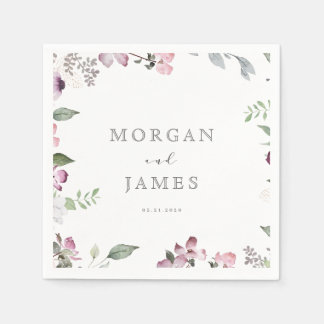 Rose Garden elegantes Mongramm Hochzeitspapier Serviette