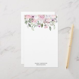 Rose Garden Elegantes Monogram Stationery Paper Briefpapier