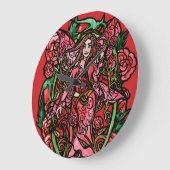 Rose Garden Fairy Goddess Große Wanduhr (Winkel)