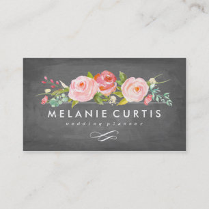 Rose Garden Floral Chalkboard Business Card Visitenkarte