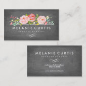 Rose Garden Floral Chalkboard Business Card Visitenkarte (Vorne/Hinten)