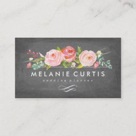 Rose Garden Floral Chalkboard Business Card Visitenkarte