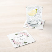 Rose Garden Floral Monogram Paper Rechteckiger Pappuntersetzer (Vor Ort)