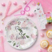 Rose Garden Floral Monogram Wedding Pappteller (Party)