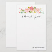 Rose Garden Floral Vielen Dank Personalisiert Briefpapier (Vorne/Hinten)