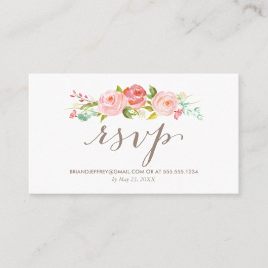 Rose Garden Floral Wedding E-Mail UAWG Begleitkarte (Vorderseite)