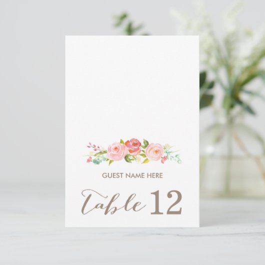 Rose Garden Floral Wedding Escort Card Einladung (Stehend Vorderseite)