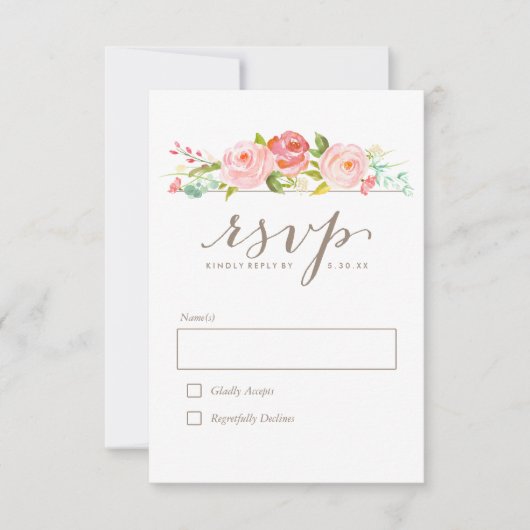 Rose Garden Floral Wedding RSVP (Vorderseite)