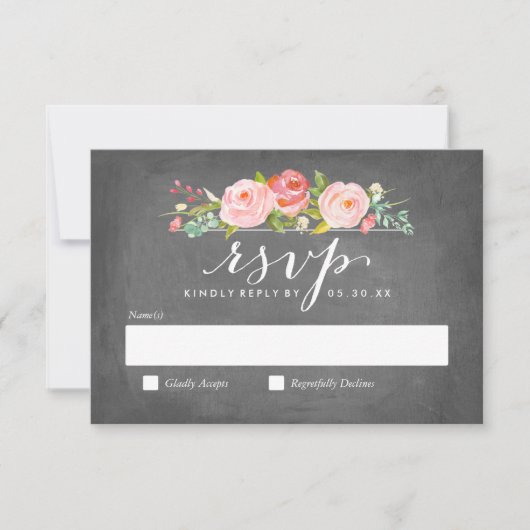 Rose Garden Floral Wedding RSVP Card (Vorderseite)