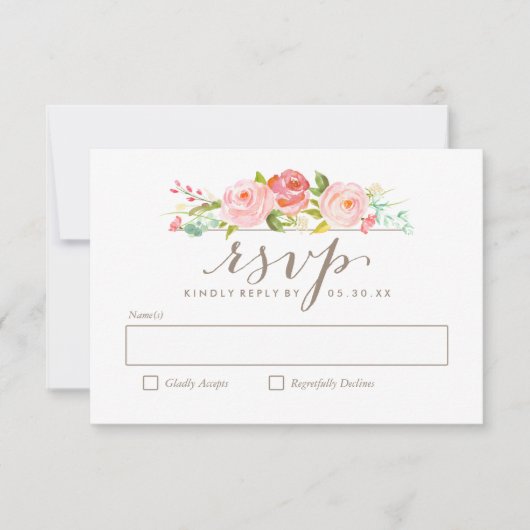 Rose Garden Floral Wedding RSVP Card (Vorderseite)