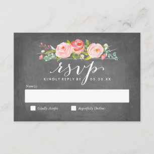 Rose Garden Floral Wedding RSVP Card Karte