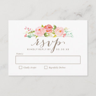 Rose Garden Floral Wedding RSVP Card Karte