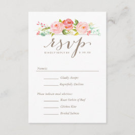 Rose Garden Floral Wedding RSVP mit Menüoptionen
