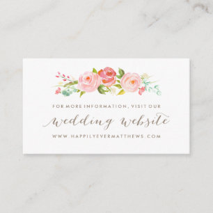 Rose Garden Floral Wedding Website doppelseitig Begleitkarte