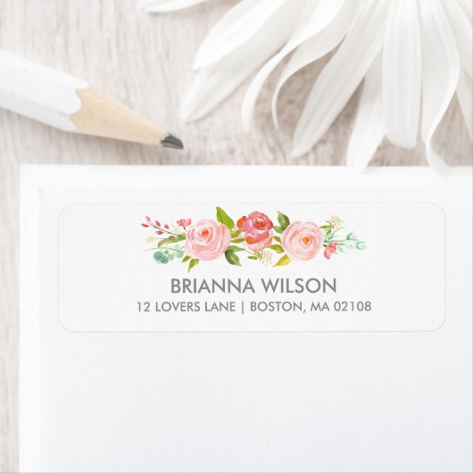 Rose Garden Floral Weiße Rücksendeadresse (Insitu)