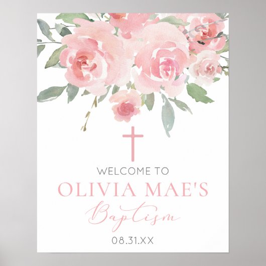 Rose Garden Girl Boho Taufe Begrüßungszeichen Poster (Vorne)
