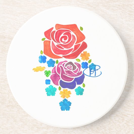 Rose Garden Hamsa Art Getränkeuntersetzer (Vorne)
