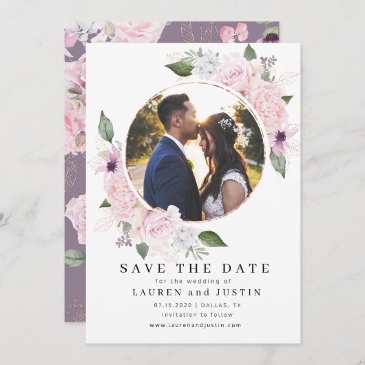 Rose Garden Kranz ⎢ Foto Save the Date Karte (Vorne/Hinten)