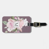 Rose Garden Lila Monogramm Gepäckträger Gepäckanhänger (Vorderseite horizontal)