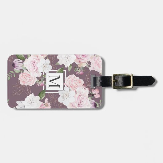 Rose Garden Mauve ⎢ Monogram Gepäckanhänger (Vorderseite horizontal)