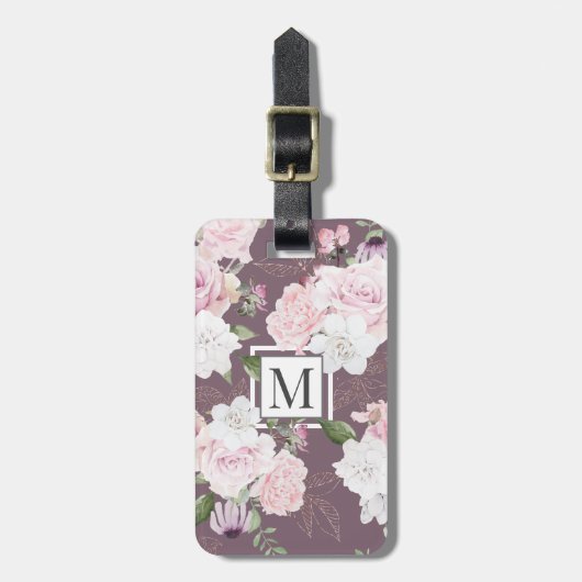 Rose Garden Mauve ⎢ Monogram Gepäckanhänger (Vorderseite vertikal)