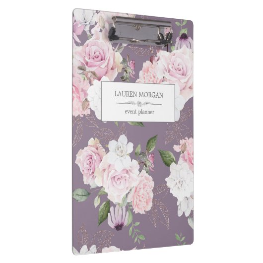 Rose Garden Mauve | Personalisierte Zwischenablage Klemmbrett (Rechts)